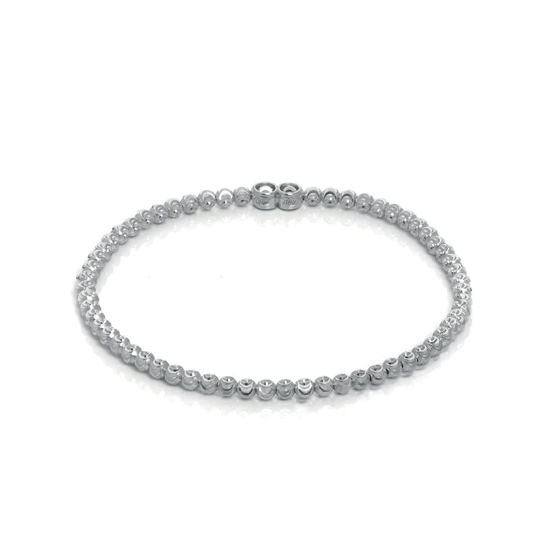 Stretchy Diamond Cut Bead Bracelet, Sterling Silver with Platinum Plating