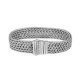 Braid Design Bracelet with White Sapphires, Sterling Silver