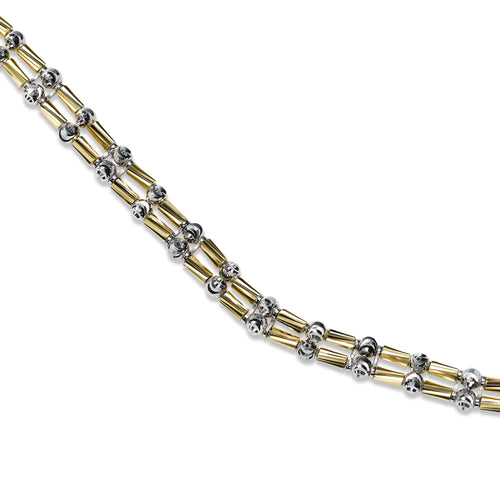 Two Tone Double Strand Bead Bracelet, Sterling with 18K Yellow Gold Plating