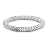 Stretchy Popcorn Bangle Bracelet, Sterling Silver with Rhodium Plating