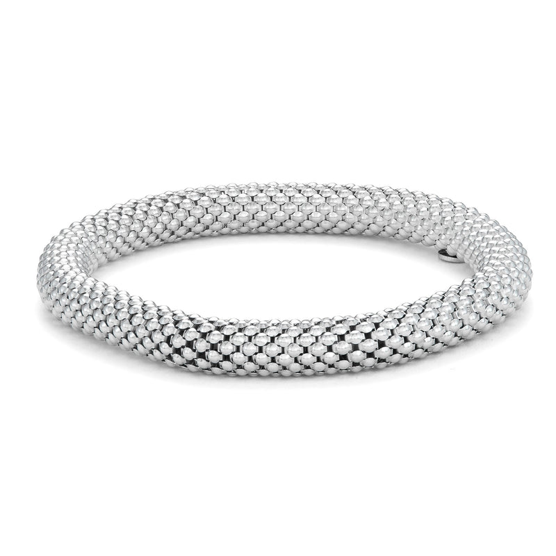 Stretchy Popcorn Bangle Bracelet, Sterling Silver with Rhodium Plating