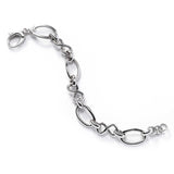 Mixed Open Link Style Bracelet, 8 Inch, Sterling Silver