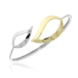Open Leaf Hinged Cuff Bracelet, Sterling Silver and Gold Plating