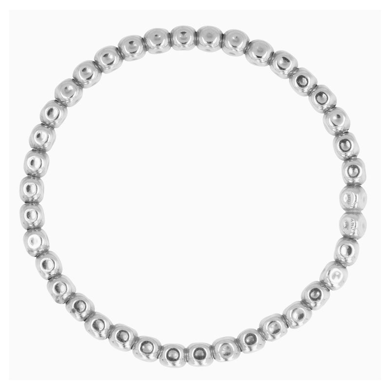 Stretchy Bead Bracelet, Sterling Silver with Gold Plating