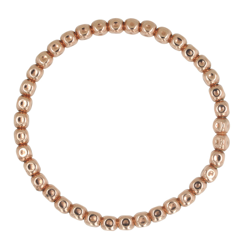 Stretchy Bead Bracelet, Sterling Silver with Rose Plating