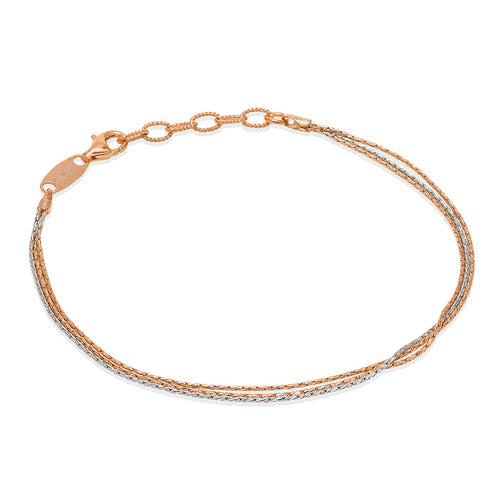 Three Silky Strands Bracelet, Sterling with 18K Rose Gold Plating