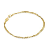 Three Silky Strands Bracelet, Silver with Yellow Gold Plating