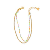 Enamel Bead Double Strand Bracelet, Yellow Gold Plated