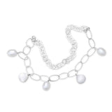 Double Chain Cultured Pearl Dangle Bracelet, Sterling Silver