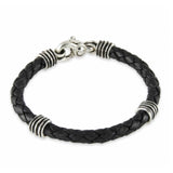 Wave Station Leather Bracelet, Sterling Silver