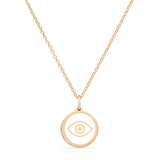 Gold Enamel Pendant with Evil Eye, Sterling Silver