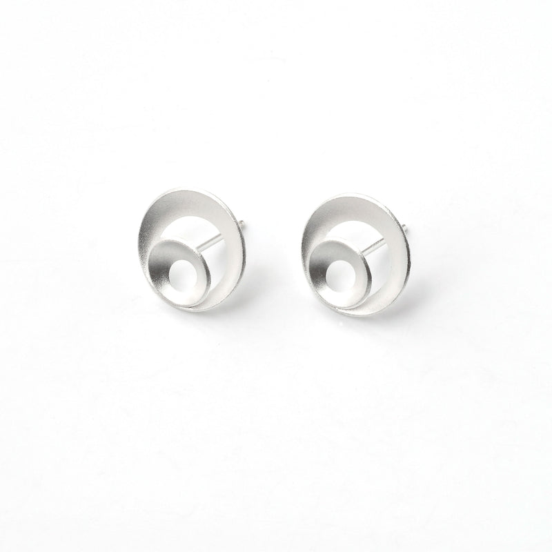 Nested Open Disk Earrings, Sterling Silver