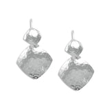 Hammered Double Dangle Earrings, Sterling Silver
