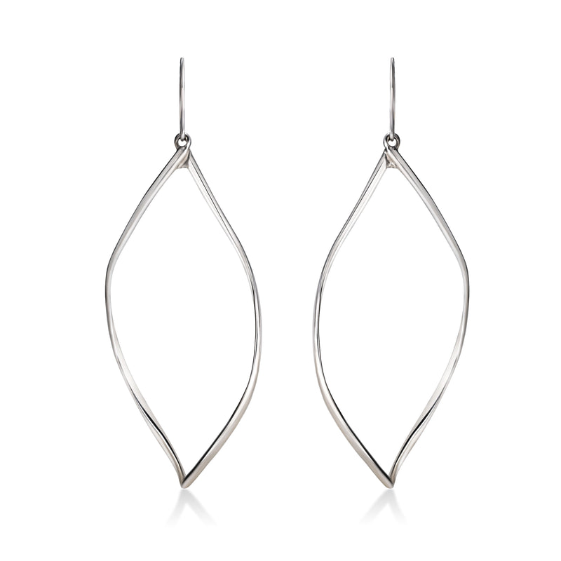 Open Leaf Dangle Earrings, Sterling Silver
