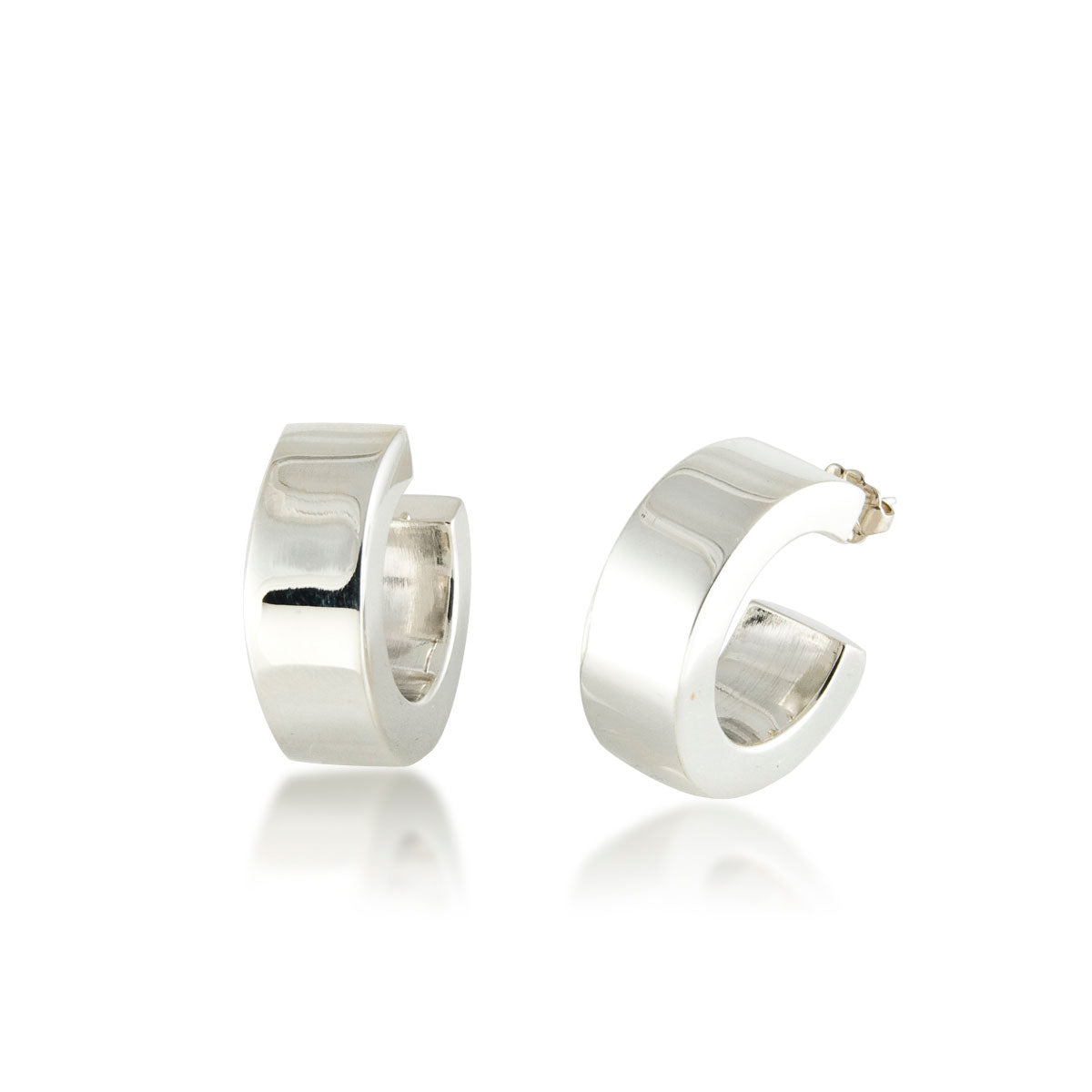 Bold Square Hoop Earrings, 1 Inch, Sterling Silver | Silver