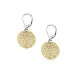Disc Drop Earrings, Sterling Silver with Yellow Sparkle Finish