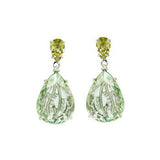 Prasiolite and White Topaz Drop Earrings, Vermeil