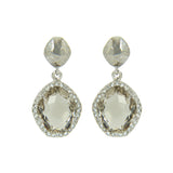 Freeform Smoky Quartz and White Topaz Dangle Earrings, Sterling Silver