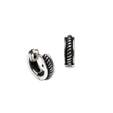 Ribbed Design Huggie Earrings, Sterling Silver