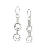 Diamond Cut Circles Dangle Earrings, Sterling Silver