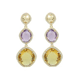 Citrine and Amethyst Dangle Earrings, Vermeil