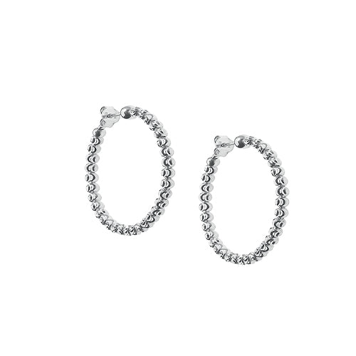 Bead Hoop Earrings, XX Inches, Sterling with Platinum Plating