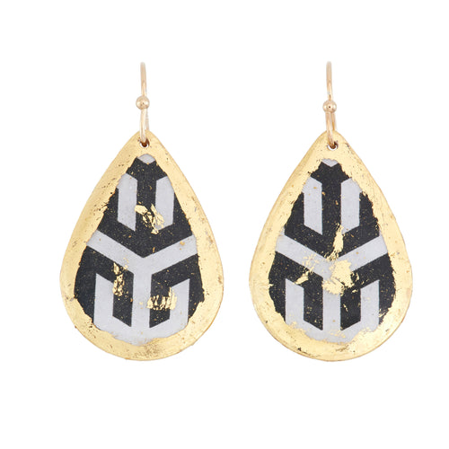 'Hera' Enamel Dangle Earrings, Gold Leaf, by Evocateur