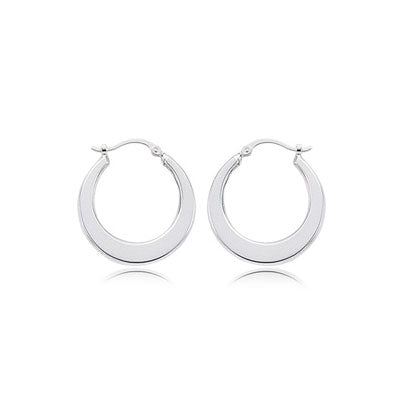 Flat Sided Hoop Earrings, .75 Inch, Sterling Silver
