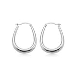 Oval Graduated Hoop Earrings, Sterling Silver