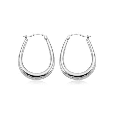 Oval Graduated Hoop Earrings, Sterling Silver