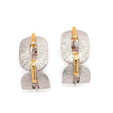 Two Tone Link Hoop Earrings, Sterling Silver and Gold Plating