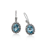 Faceted Oval Blue Topaz Drop Earrings, Sterling Silver