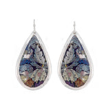 'William Morris Leaves' Enamel Dangle Earrings, Silver Leaf, by Evocateur