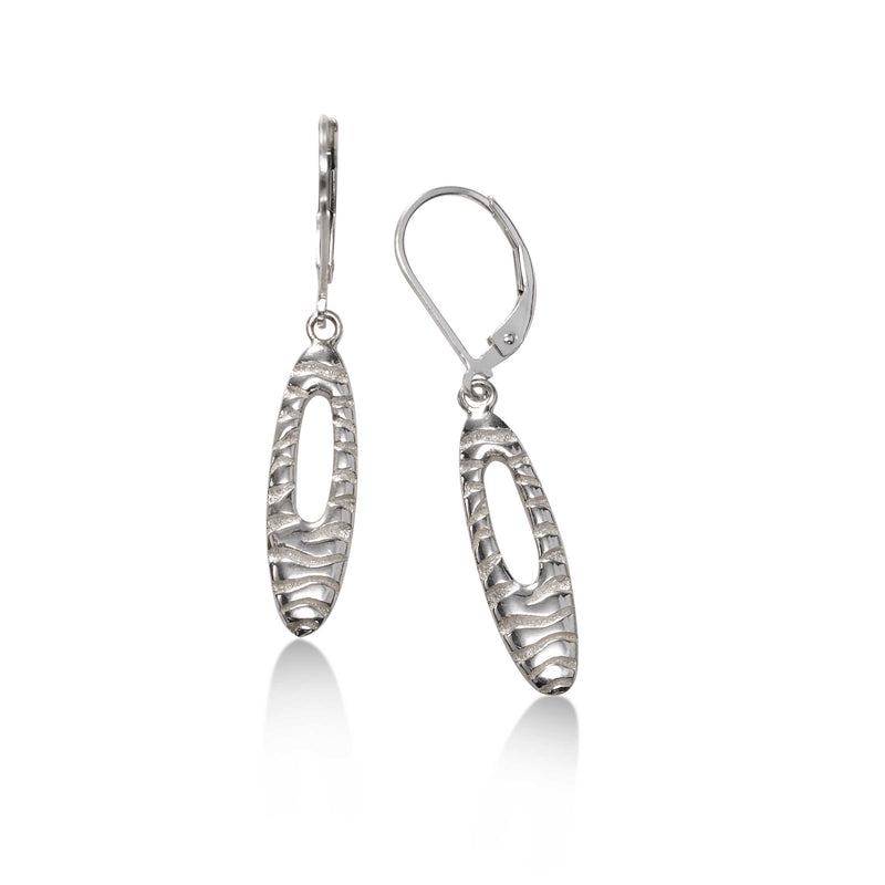 Oval Tiger Print Dangle Earrings, Sterling Silver