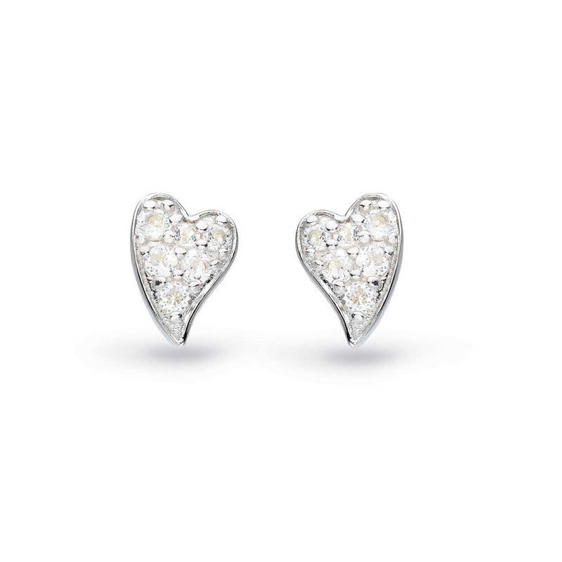 Desire Precious White Topaz Heart Stud Earrings, Sterling Silver