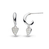 Desire Precious White Topaz Heart Hoop Drop Earrings, Sterling Silver