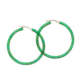 "Emerald" Glitter Enamel Hoops, Sterling Silver