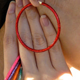 "Ruby" Glitter Enamel Hoops, Sterling Silver
