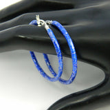 "Sapphire" Glitter Enamel Hoops, Sterling Silver