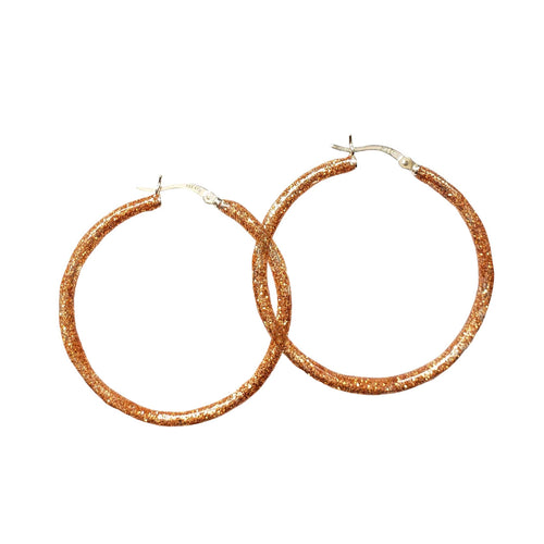 "Citrine" Glitter Enamel Hoops, Sterling Silver