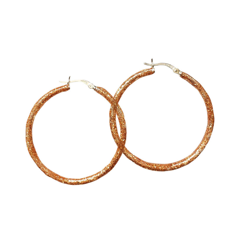 "Citrine" Glitter Enamel Hoops, Sterling Silver