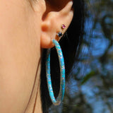 "Tanzanite" Glitter Enamel Hoops, Sterling Silver