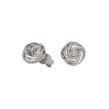 Open Knot Earrings with Diamond Accent, Sterling Silver
