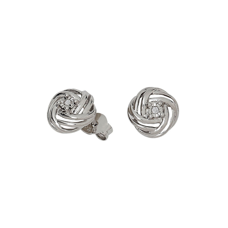 Open Knot Earrings with Diamond Accent, Sterling Silver