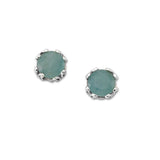 Round Aquamarine Stud Earrings, Sterling Silver