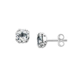 Round White Topaz Stud Earrings, Sterling Silver