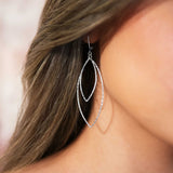 Large Double Marquise Dangle Earrings, Sterling Silver