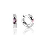 Amethyst Huggie Hoop Earrings, Sterling Silver