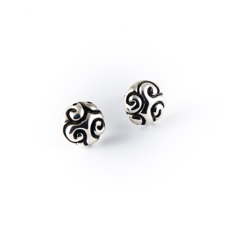 Blackened Swirls Stud Earrings, Sterling Silver