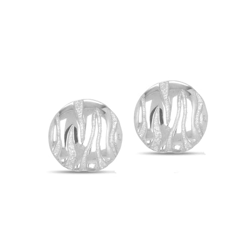 Tiger Print Button Earrings, Sterling Silver